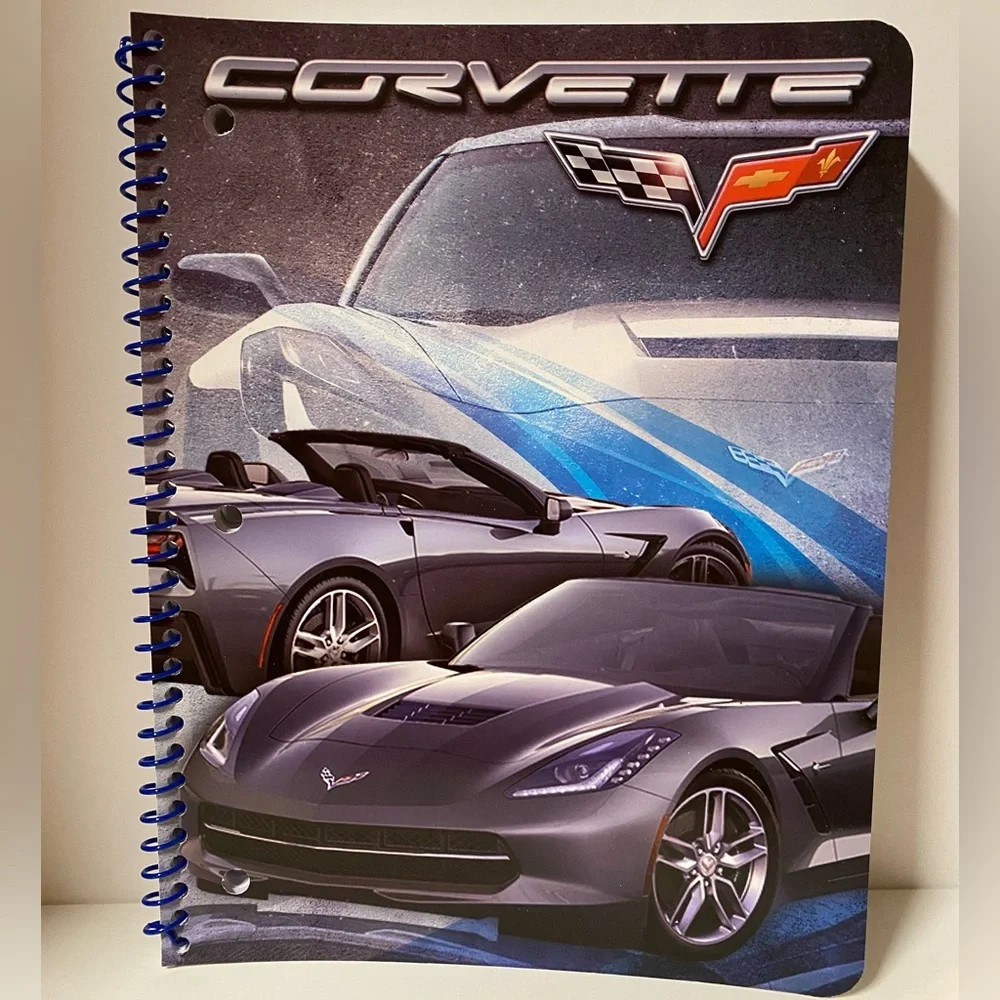 Corvette Notebook Bundle Of 3 Grey Yellow Spiral General Motors School Supplies